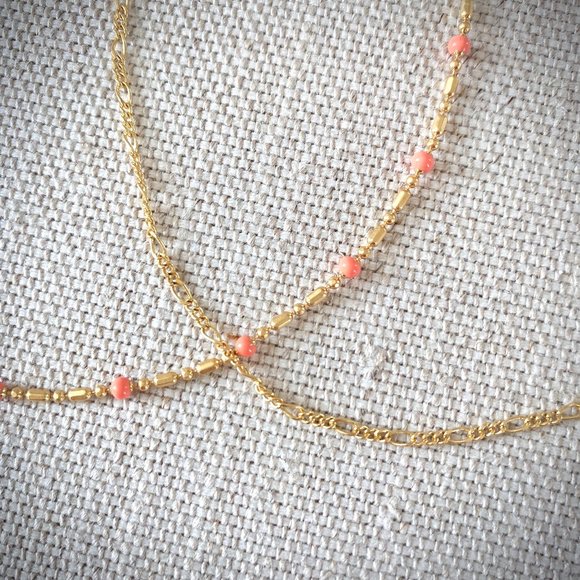 Madewell NWT Enamel Bead Gold Chain Necklace Set - Picture 5 of 8